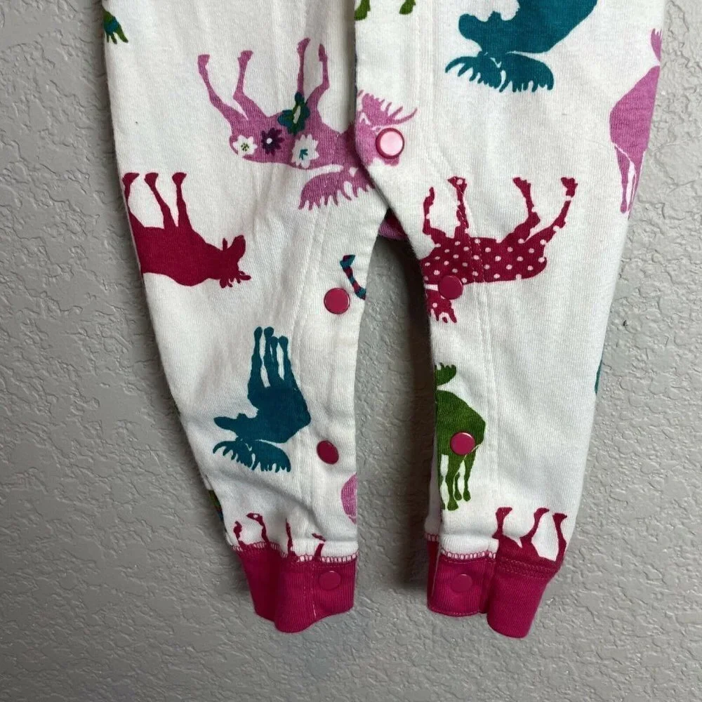 Hatley Little Blue House MOOSE Pajamas 6-12 Months Baby Girl Pink Pjs Alaska